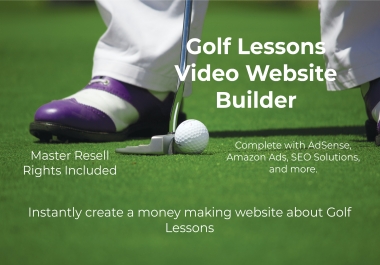 Golf Lessons Video Website Builder With AdSense,  Amazon Ads,  SEO,  and MRR