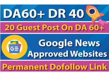 Write and publish on google news blog da 60 DR 40