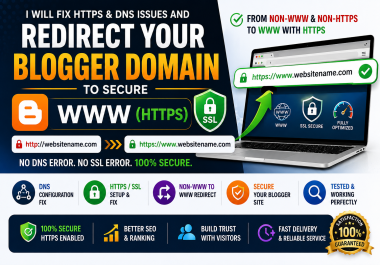 I Will Fix Blogger Custom Domain HTTPS,  DNS Errors,  SSL Certificate & Non-WWW to WWW Redirect