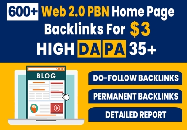 600+ High DA PA Permanent Web 2.0 PBN Home Page Back-links