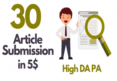 I will provide 30 article submission high da pa backlinks