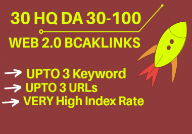 30 Top Quality web 2.0 backlinks DA 30-100 Shared Account