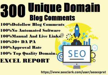 I will do 300 unique domain SEO blog comments backlinks on high DA 20- to-90 Plus sites