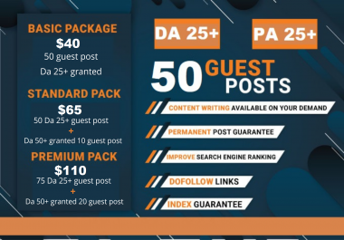I will publish 50 guest post DA 25+ granted