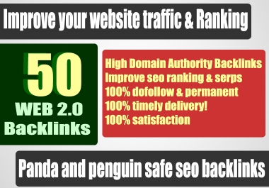 I will do50+ web 2.0 blog post backlink with DA 70 plus DOFOLLOW all unique domain