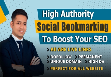 I will do high DA 80+ bookmarking on high authority site