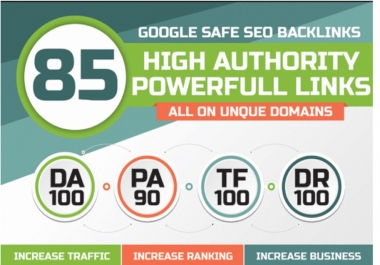 High Authority 85 Unique Domain SEO Backlinks
