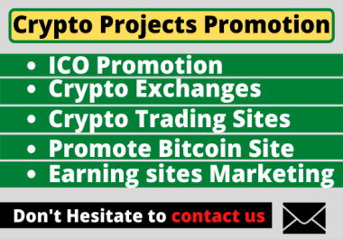 I will promote crypto token,  bitcoin site promotion and ico marketing