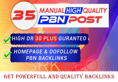 35 Manual High Quality DR 30 Plus PBN Contextual Backlinks