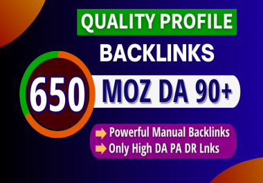 650 Unique & Profitable High Authority SEO Dofollow Mix Profile Backlinks Moz DA 70+ Manual Links