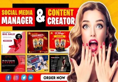 I will be your social media managers and content creator
