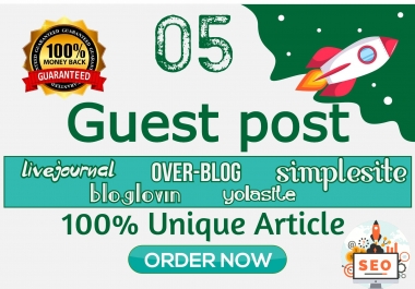 I will Write & Publish 5 Guest Post permanent Backlink