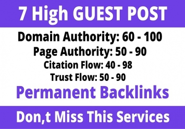 Write And Publish 7 Guest Post DA100 to DA60 Sites