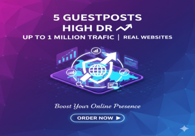 5 High DR Guest Posts on Upto 1M Traffic Authority Websites