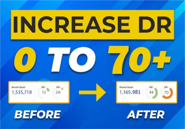 Increase Ahrefs Domain Rating DR 30+,  DR 40+,  DR 50+,  DR 70+