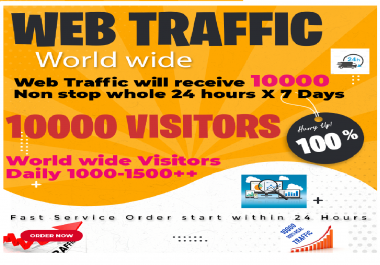 Real 10,000 + Web Traffic WORLDWIDE Search Engine, Social Media for 1