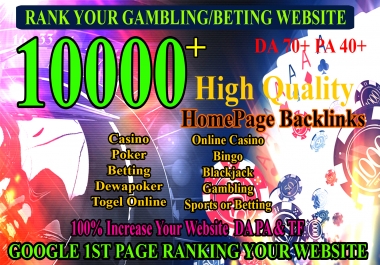 10000+ BACKLINKS Google 1st Page Ranking SEO BEST Service CASINO/Gambling/Poker