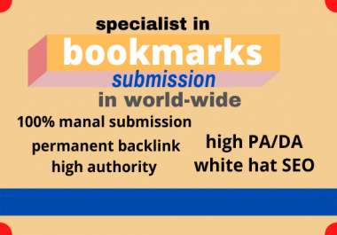 I will do manually 50 bookmark qualify submission high PA/DA backlinks