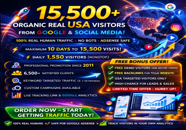 Boost Your Sales Overnight 15,500+ Natural USA Visitors + FREE Backlinks Limited Offer