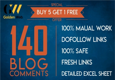I will do 140 dofollow blog comment backlinks high quality