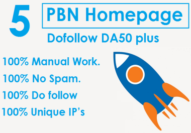 do 5 PBN Homepage High Quality Dofollow DA50 plus