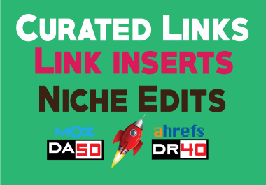 5 Curated Links,  Niche Edits,  Link Inserts on DA50,  DR30 Traffic Blog