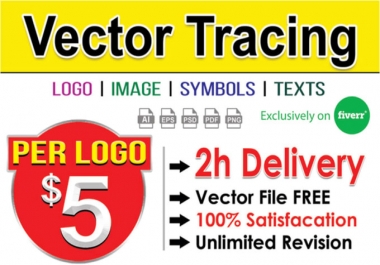 I will vectorize logo,  vector trace,  redraw,  convert to vector