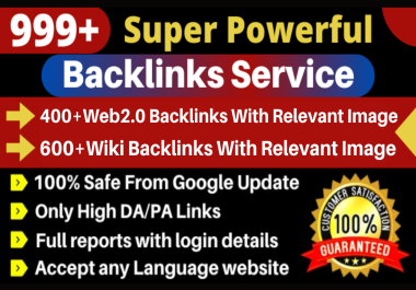 999+ High Domain Authority DA 90+ SEO Dofollow Powerful Mix Web2+Wike Backlinks
