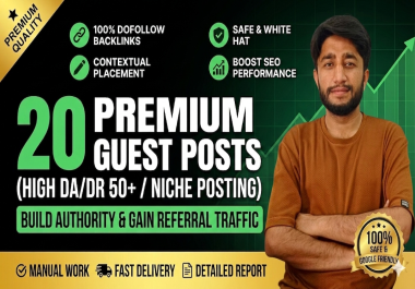 20 Real Editorial Guest Posts on DA 50+ Sites &mdash Niche-Matched,  Full Report