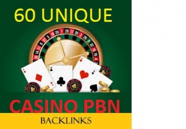 60 Casino,  Poker and Gambling PBN Backlinks high da pa links with aged domains and fast delivery