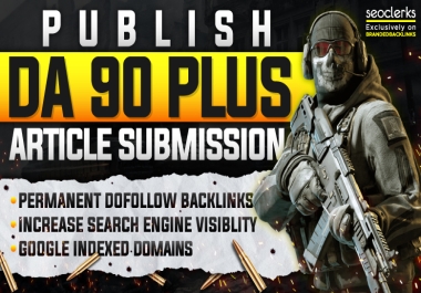 Provide Article Submission on DA90+ Websites