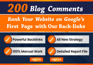 I will do 200 High Quality Dofollow Blog Comments Backlinks Off Page SEO