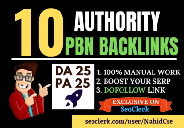 Manually 10 Homepage PBN Dofollow Backlinks or Blog Content link for SERP Boost