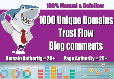 I will Manually Do 1000 Unique Blog Comments backlinks on HIGH DA PA TF sites on Actual Pages