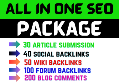 ALL IN ONE SEO Backlinks Package for your website ranking on Google