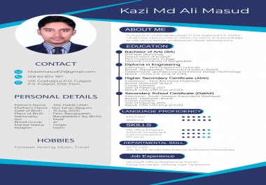 I will design professional resume and bio data with your budget