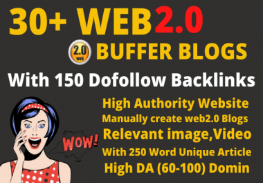 I will create 30 super web2 0 buffer blogs with 150 dofollow backlinks