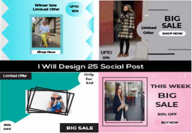 I will create 25 social Media Post Design