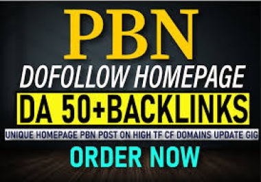 Build 50 HomePage PBN Backlinks All Dofollow DA 50 TO 70 High Quality Links