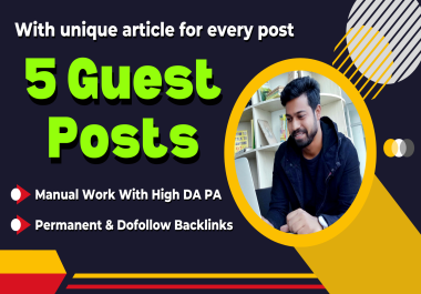 Write and publish 5 guest posts on Reddit,  Medium,  Behance,  Diigo,  Tumblr with high DA