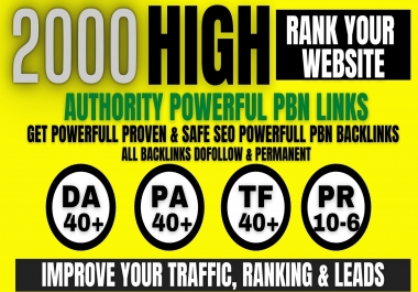 get premium permanent 2000 Pbn Backlink DA40+PA40+PR10 to 6 dofollow unique site