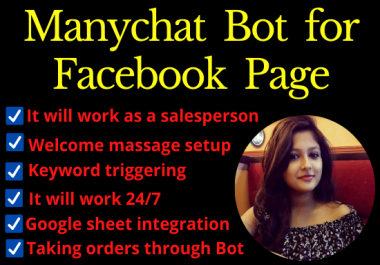 I will build MANYCHAT for your Face-book page and website