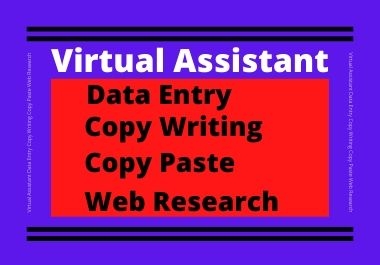 I will be a virtual assistant for data entry,  copy writing,  copy paste,  web research