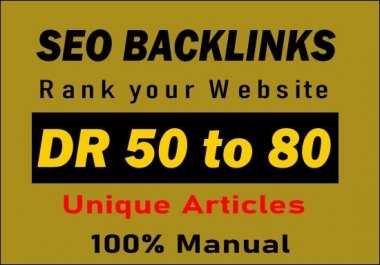 Manually create 10 high DR 50 to 80 permanent homepage dofollow backlinks