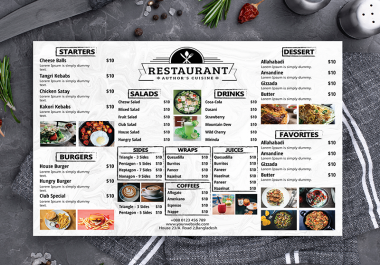 I will design food menu restaurant menu foodbook for your Business