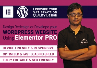 I will design redesign or develop your wordpress website using elementor pro