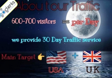 High quality Traffic 600-700 per day for one month.