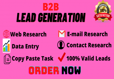 Lead Generation,  Web Research,  Data Entry for any targeted business