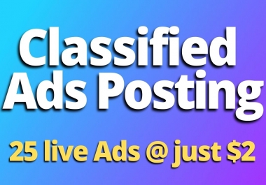 I will Post Ad on 25 Top Classified Ads Posting & High Authority Sites