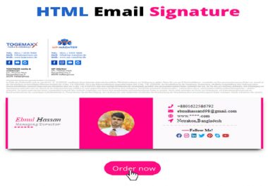 I will create HTML email clickable signature